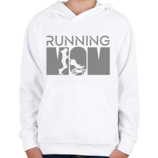 PRINTFASHION Running mom - Gyerek kapucnis pulóver - Fehér gyerek pulóver, kardigán