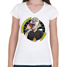 PRINTFASHION Russ Bray - Száznyolcvan - Női V-nyakú póló - Fehér női póló