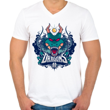PRINTFASHION Sárkányok - Férfi V-nyakú póló - Fehér férfi póló