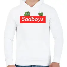 PRINTFASHION sadboyís - Férfi kapucnis pulóver - Fehér férfi pulóver, kardigán