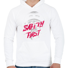 PRINTFASHION Safety first - Férfi kapucnis pulóver - Fehér