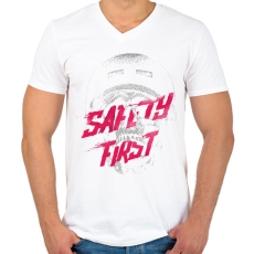 PRINTFASHION Safety first - Férfi V-nyakú póló - Fehér