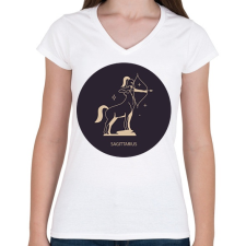 PRINTFASHION Sagittarius - Nyilas - Női V-nyakú póló - Fehér női póló