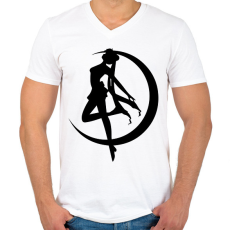 PRINTFASHION Sailor moon - Férfi V-nyakú póló - Fehér