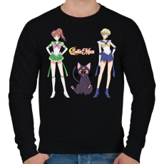 PRINTFASHION Sailor Moon - Jupiter, Luna, Uranus - Férfi pulóver - Fekete