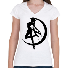 PRINTFASHION Sailor moon - Női V-nyakú póló - Fehér
