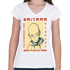 PRINTFASHION Saitama OPM - Női V-nyakú póló - Fehér