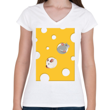 PRINTFASHION Sajt - Női V-nyakú póló - Fehér női póló