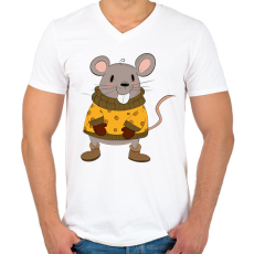 PRINTFASHION Sajtos egér - Férfi V-nyakú póló - Fehér