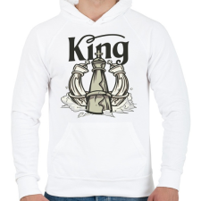 PRINTFASHION Sakk - a király  - Férfi kapucnis pulóver - Fehér férfi pulóver, kardigán