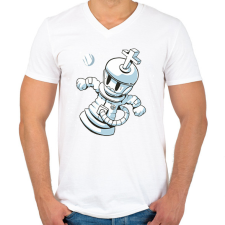 PRINTFASHION Sakk az űrben - Férfi V-nyakú póló - Fehér férfi póló