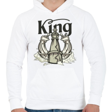 PRINTFASHION Sakk king - Király - Férfi kapucnis pulóver - Fehér