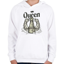 PRINTFASHION Sakk Queen - királynő - Gyerek kapucnis pulóver - Fehér gyerek pulóver, kardigán