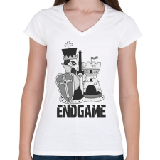 PRINTFASHION Sakk végjáték 1 - Női V-nyakú póló - Fehér női póló