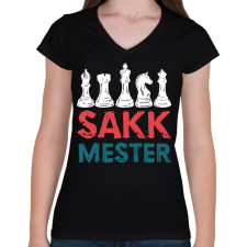PRINTFASHION Sakkmester 2 - Női V-nyakú póló - Fekete női póló
