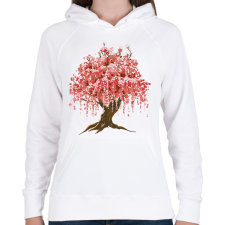 PRINTFASHION Sakura fa - Női kapucnis pulóver - Fehér női pulóver, kardigán