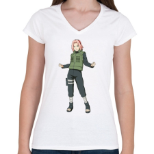 PRINTFASHION Sakura Shinobi Edition - Női V-nyakú póló - Fehér női póló