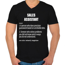 PRINTFASHION Sales assistant jelentése - Férfi V-nyakú póló - Fekete férfi póló