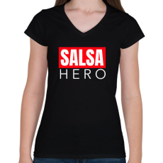 PRINTFASHION SALSA HERO - Női V-nyakú póló - Fekete