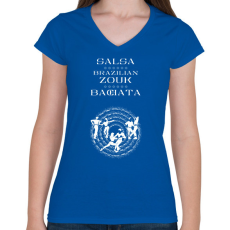 PRINTFASHION Salsa Zouk Bachata dancer S0202 white - Női V-nyakú póló - Királykék