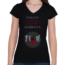 PRINTFASHION Salsa Zouk Bachata dancer S0215 red-silver - Női V-nyakú póló - Fekete női póló