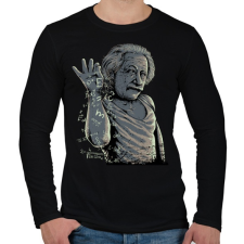 PRINTFASHION Salt Bae Einstein - Férfi hosszú ujjú póló - Fekete férfi póló