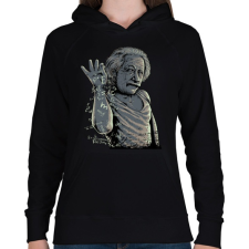 PRINTFASHION Salt Bae Einstein - Női kapucnis pulóver - Fekete női pulóver, kardigán