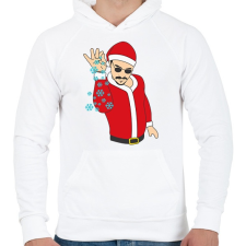 PRINTFASHION Salt Bae mikulás - Férfi kapucnis pulóver - Fehér férfi pulóver, kardigán