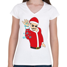 PRINTFASHION Salt Bae mikulás - Női V-nyakú póló - Fehér női póló