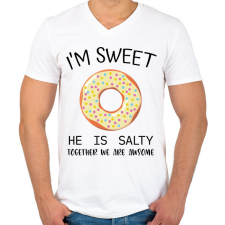 PRINTFASHION Salty and Sweet - sweet - Férfi V-nyakú póló - Fehér férfi póló