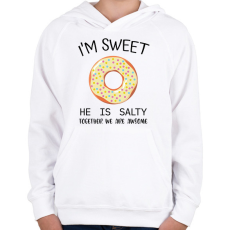 PRINTFASHION Salty and Sweet - sweet - Gyerek kapucnis pulóver - Fehér