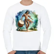 PRINTFASHION Sámán férfi - Férfi pulóver - Fehér férfi pulóver, kardigán