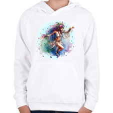 PRINTFASHION Sámánlány - Gyerek kapucnis pulóver - Fehér gyerek pulóver, kardigán