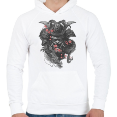 PRINTFASHION Samurai - dragon fantasy - Férfi kapucnis pulóver - Fehér
