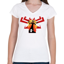 PRINTFASHION samurai jack - Női V-nyakú póló - Fehér női póló