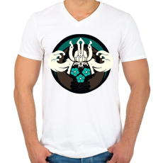 PRINTFASHION Samurai logo - Férfi V-nyakú póló - Fehér