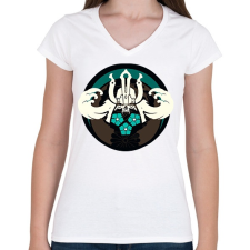 PRINTFASHION Samurai logo - Női V-nyakú póló - Fehér női póló