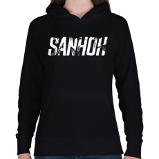 PRINTFASHION Sanhok - Fehér felirat - PUBG - Női kapucnis pulóver - Fekete