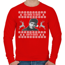 PRINTFASHION Santa Bond - The Office (White) - Férfi pulóver - Piros