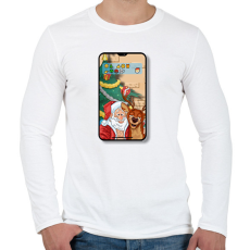 PRINTFASHION Santa Claus - Selfie - Férfi hosszú ujjú póló - Fehér
