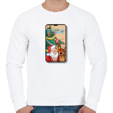 PRINTFASHION Santa Claus - Selfie - Férfi pulóver - Fehér