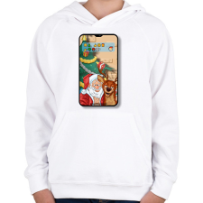 PRINTFASHION Santa Claus - Selfie - Gyerek kapucnis pulóver - Fehér gyerek pulóver, kardigán
