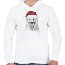 PRINTFASHION Santa lion - Férfi kapucnis pulóver - Fehér
