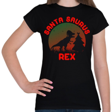 PRINTFASHION Santa Saurus Rex - Női póló - Fekete női póló