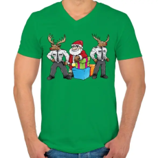 PRINTFASHION Santa Security - Férfi V-nyakú póló - Zöld