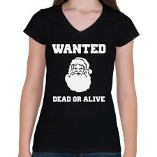 PRINTFASHION Santa Wanted - Női V-nyakú póló - Fekete női póló