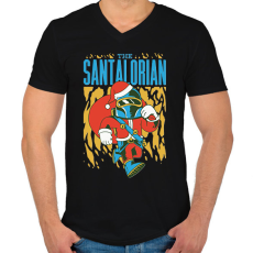 PRINTFASHION Santalorian Mikulás - Férfi V-nyakú póló - Fekete