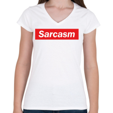 PRINTFASHION Sarcasm - Szarkazmus - Női V-nyakú póló - Fehér női póló