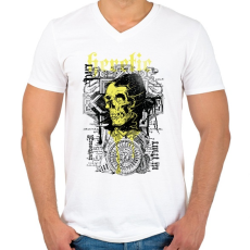 PRINTFASHION sárga koponya - Férfi V-nyakú póló - Fehér