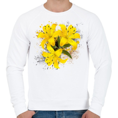 PRINTFASHION sárga lilom - Férfi pulóver - Fehér